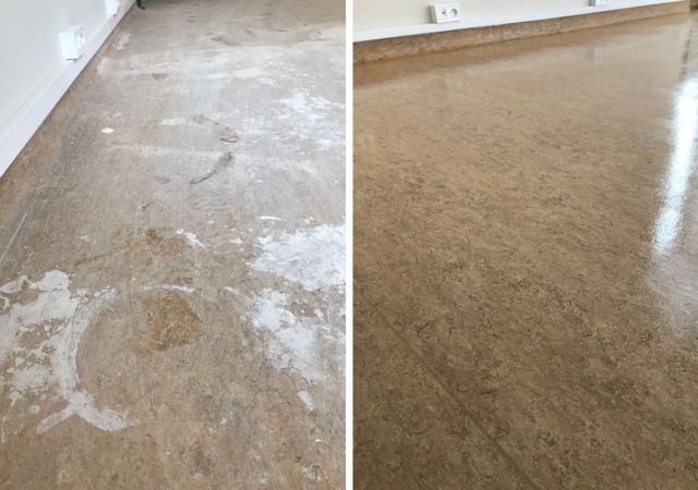 czyszczenie linoleum przed i po