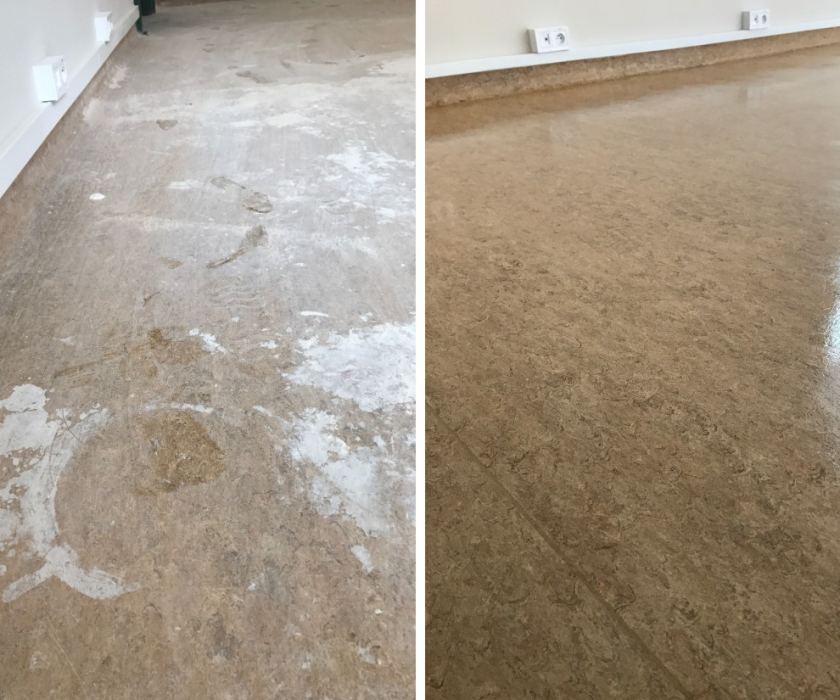 czyszczenie linoleum przed i po